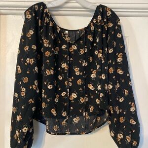 Chic Floral Black Blouse